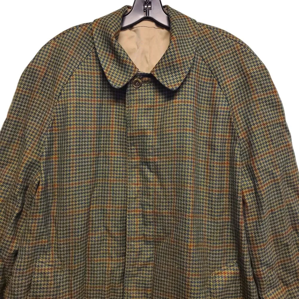 Vintage AUSTIN REED Jacket Mens 42 REG Beige Brown REVERSIBLE Houndstooth Button